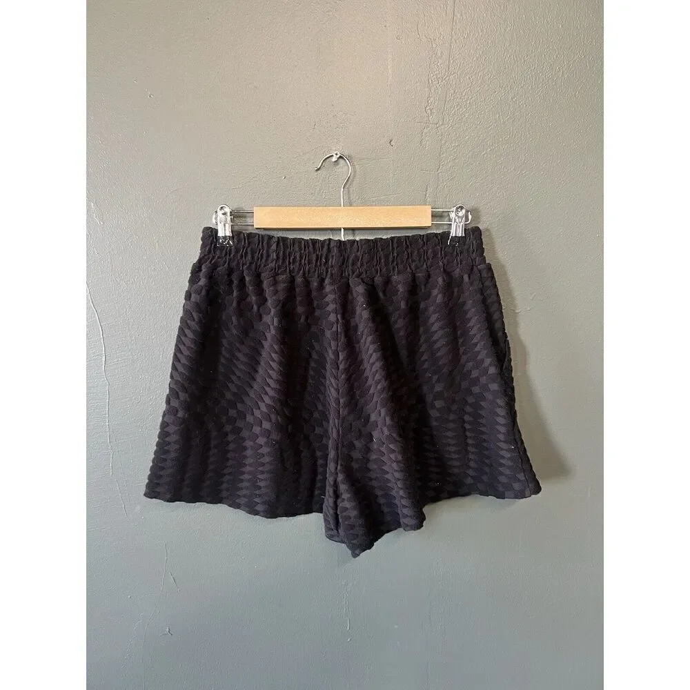 Good American Womens Black Terry Shorts Size 3 GSW0397 001